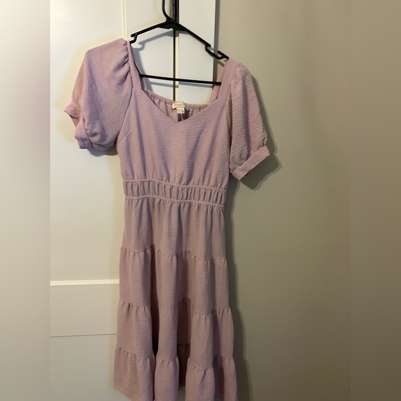 Easter Elegant Pink Puff Sleeve Dress - Picture 2 of 4